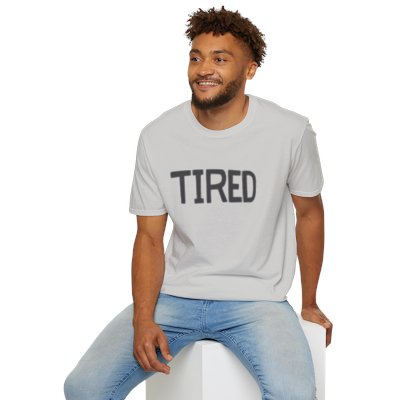 Tired Anime T-Shirt – Grey Unisex Manga Shirt | Retired Hitman Japanese Streetwear Tee | Sad Otaku Aesthetic